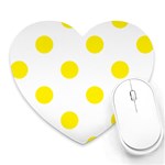Polka Dots - Canary Yellow on White Heart Mousepad