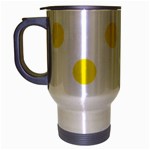 Polka Dots - Canary Yellow on White Travel Mug (Silver Gray)
