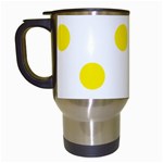 Polka Dots - Canary Yellow on White Travel Mug (White)