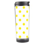 Polka Dots - Canary Yellow on White Travel Tumbler