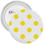 Polka Dots - Canary Yellow on White 3  Button