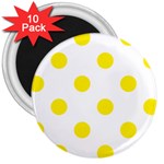 Polka Dots - Canary Yellow on White 3  Magnet (10 pack)