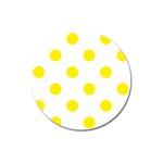 Polka Dots - Canary Yellow on White Magnet 3  (Round)