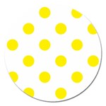 Polka Dots - Canary Yellow on White Magnet 5  (Round)