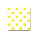 Polka Dots - Canary Yellow on White Magnet (Square)