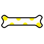 Polka Dots - Canary Yellow on White Magnet (Dog Bone)