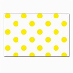 Polka Dots - Canary Yellow on White Postcards 5  x 7  (Pkg of 10)