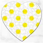 Polka Dots - Canary Yellow on White Jigsaw Puzzle (Heart)