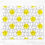 Polka Dots - Canary Yellow on White Jigsaw Puzzle (Rectangular)