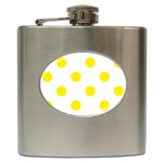 Polka Dots - Canary Yellow on White Hip Flask (6 oz)