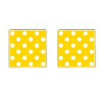 Polka Dots - White on Gold Yellow Cufflinks (Square)