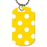 Polka Dots - White on Gold Yellow Dog Tag (One Side)