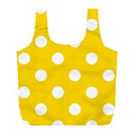 Polka Dots - White on Gold Yellow Full Print Recycle Bag (L)