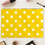 Polka Dots - White on Gold Yellow Cosmetic Bag (XXL)