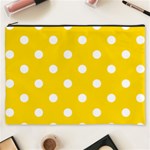 Polka Dots - White on Gold Yellow Cosmetic Bag (XXXL)