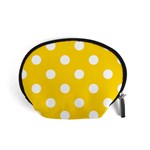Polka Dots - White on Gold Yellow Accessory Pouch (Small)
