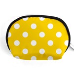 Polka Dots - White on Gold Yellow Accessory Pouch (Medium)