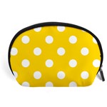 Polka Dots - White on Gold Yellow Accessory Pouch (Large)