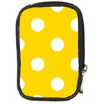 Polka Dots - White on Gold Yellow Compact Camera Leather Case