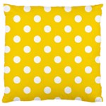 Polka Dots - White on Gold Yellow Large Flano Cushion Case (One Side)