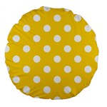 Polka Dots - White on Gold Yellow Large 18  Premium Round Cushion