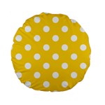 Polka Dots - White on Gold Yellow Standard 15  Premium Round Cushion