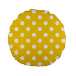 Polka Dots - White on Gold Yellow Standard 15  Premium Flano Round Cushion