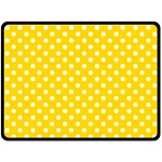 Polka Dots - White on Gold Yellow Fleece Blanket (Large) (One Side)