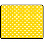 Polka Dots - White on Gold Yellow Double Sided Fleece Blanket (Medium) (Two Sides)