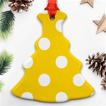 Polka Dots - White on Gold Yellow Christmas Tree Ornament (Two Sides)