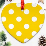 Polka Dots - White on Gold Yellow Ornament (Heart)