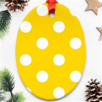 Polka Dots - White on Gold Yellow Oval Ornament (Two Sides)