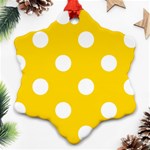 Polka Dots - White on Gold Yellow Ornament (Snowflake)