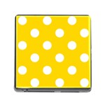 Polka Dots - White on Gold Yellow Memory Card Reader (Square)