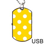 Polka Dots - White on Gold Yellow Dog Tag USB Flash (One Side)