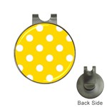 Polka Dots - White on Gold Yellow Golf Ball Marker Hat Clip