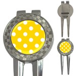 Polka Dots - White on Gold Yellow 3-in-1 Golf Divot