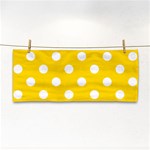 Polka Dots - White on Gold Yellow Hand Towel