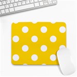 Polka Dots - White on Gold Yellow Small Mousepad
