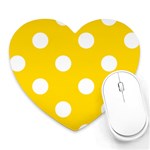 Polka Dots - White on Gold Yellow Heart Mousepad