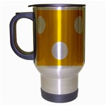 Polka Dots - White on Gold Yellow Travel Mug (Silver Gray)