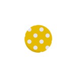 Polka Dots - White on Gold Yellow 1  Mini Button