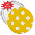 Polka Dots - White on Gold Yellow 3  Button (100 pack)