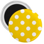 Polka Dots - White on Gold Yellow 3  Magnet