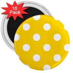 Polka Dots - White on Gold Yellow 3  Magnet (10 pack)