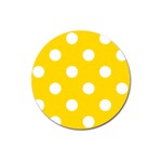 Polka Dots - White on Gold Yellow Magnet 3  (Round)