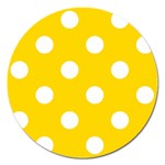 Polka Dots - White on Gold Yellow Magnet 5  (Round)
