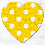 Polka Dots - White on Gold Yellow Jigsaw Puzzle (Heart)