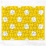 Polka Dots - White on Gold Yellow Jigsaw Puzzle (Rectangular)
