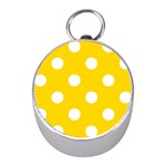 Polka Dots - White on Gold Yellow Silver Compass (Mini)